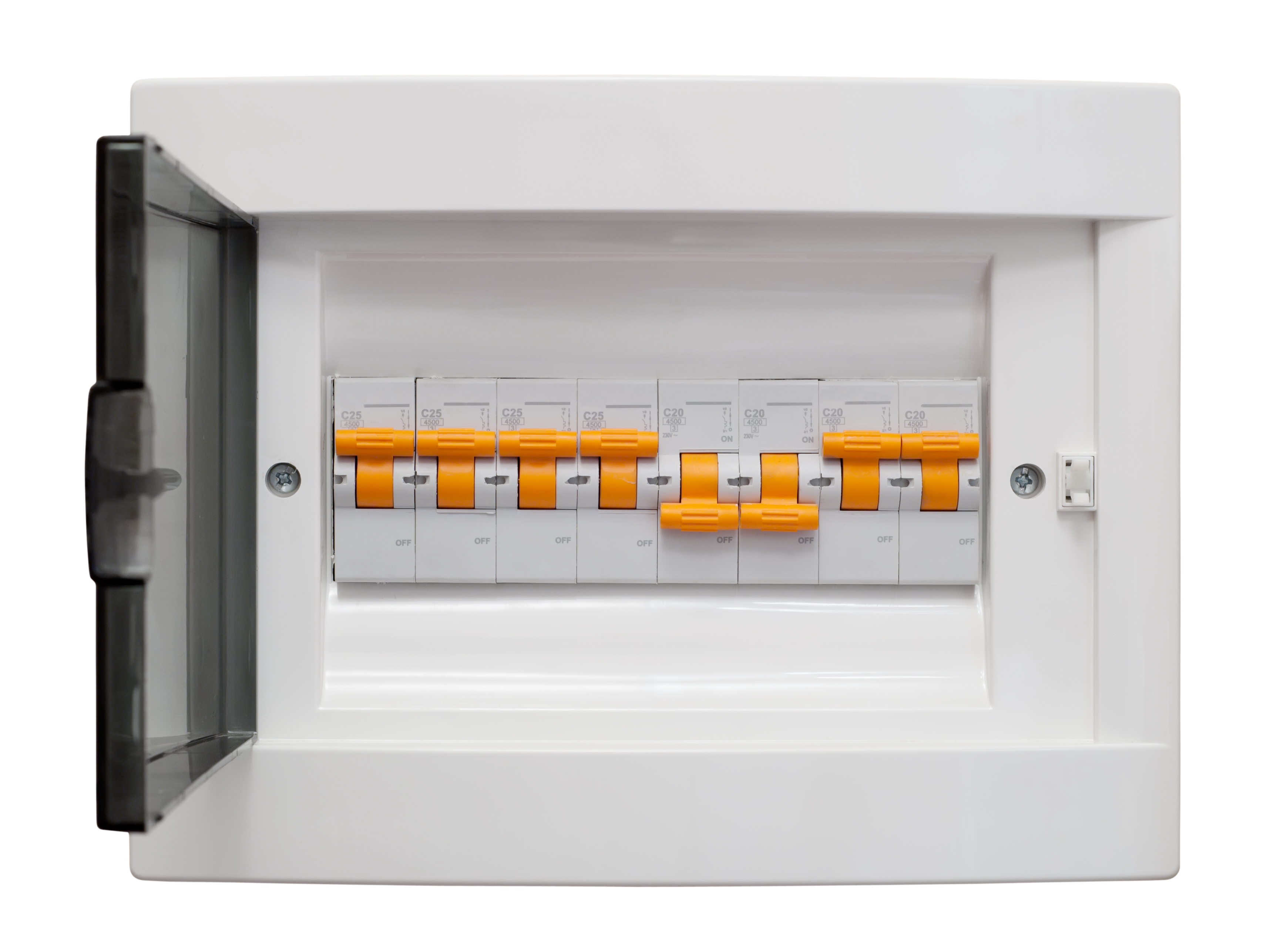 A close-up of several purple flowers with yellow centers. A few rain drops sit on the pettels